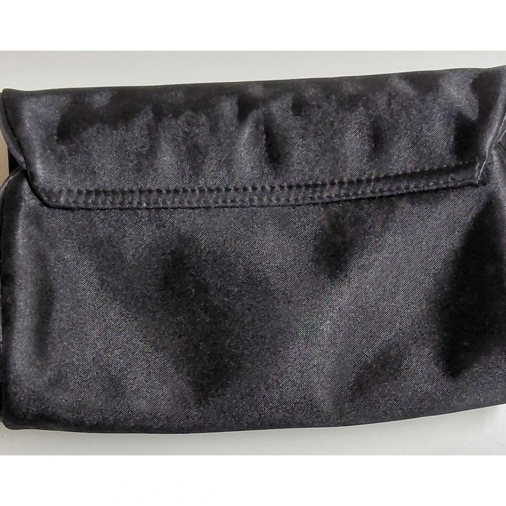 Vintage Victoria's Secret Black Satin Makeup Cosmetic Bag Pouch Mirror 90s Y2K